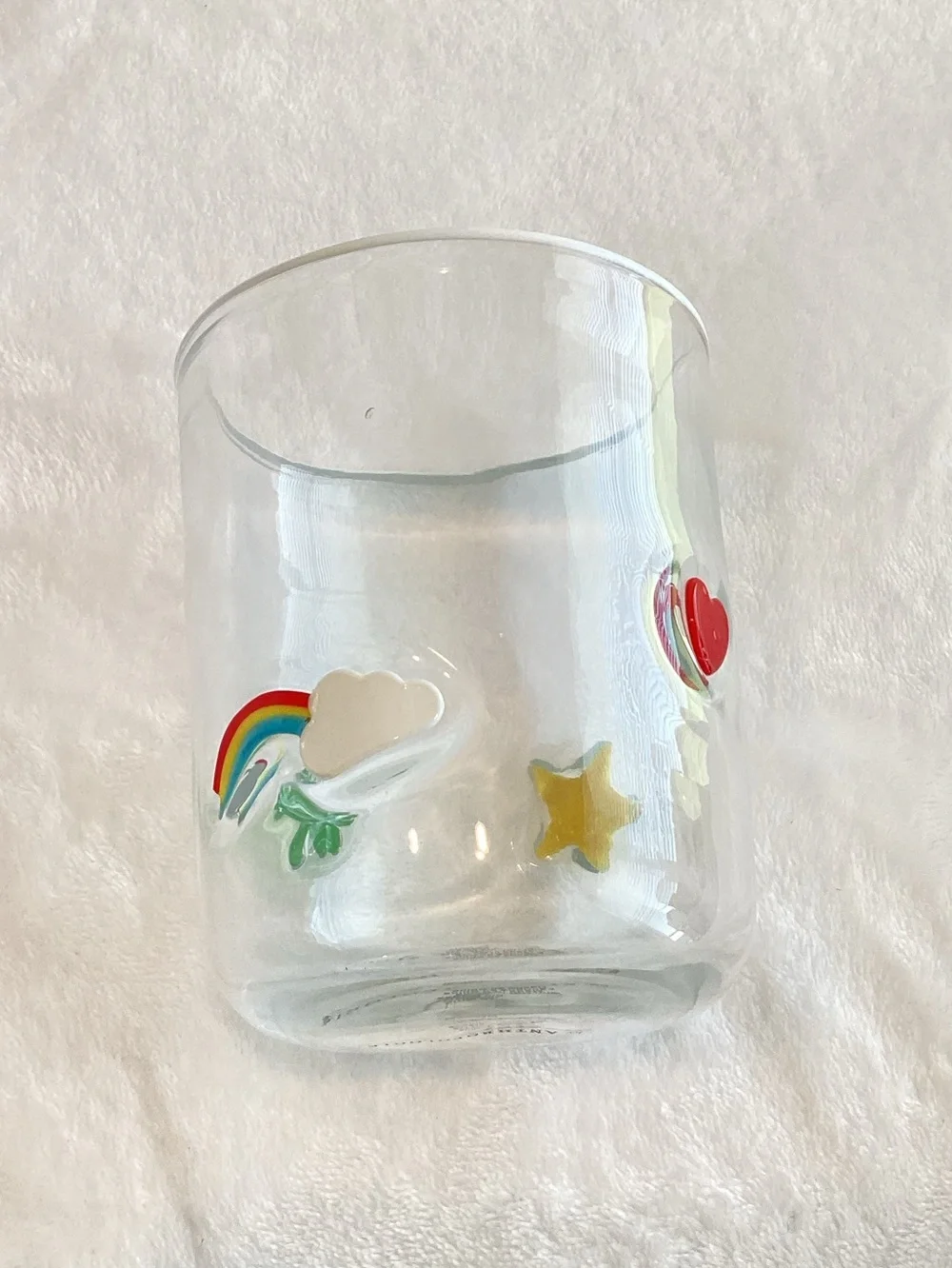 🍀Anthropologie Luck Glass Juice Icon Rainbow Shamrock Clover Heart New Set of 2